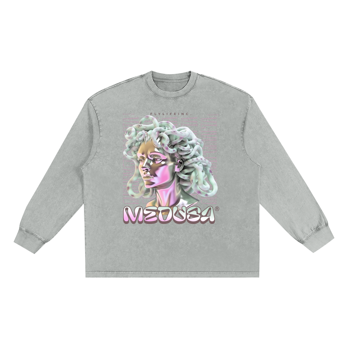 Luxury Life Mafia Washed Oversize Long Sleeve T-shirt