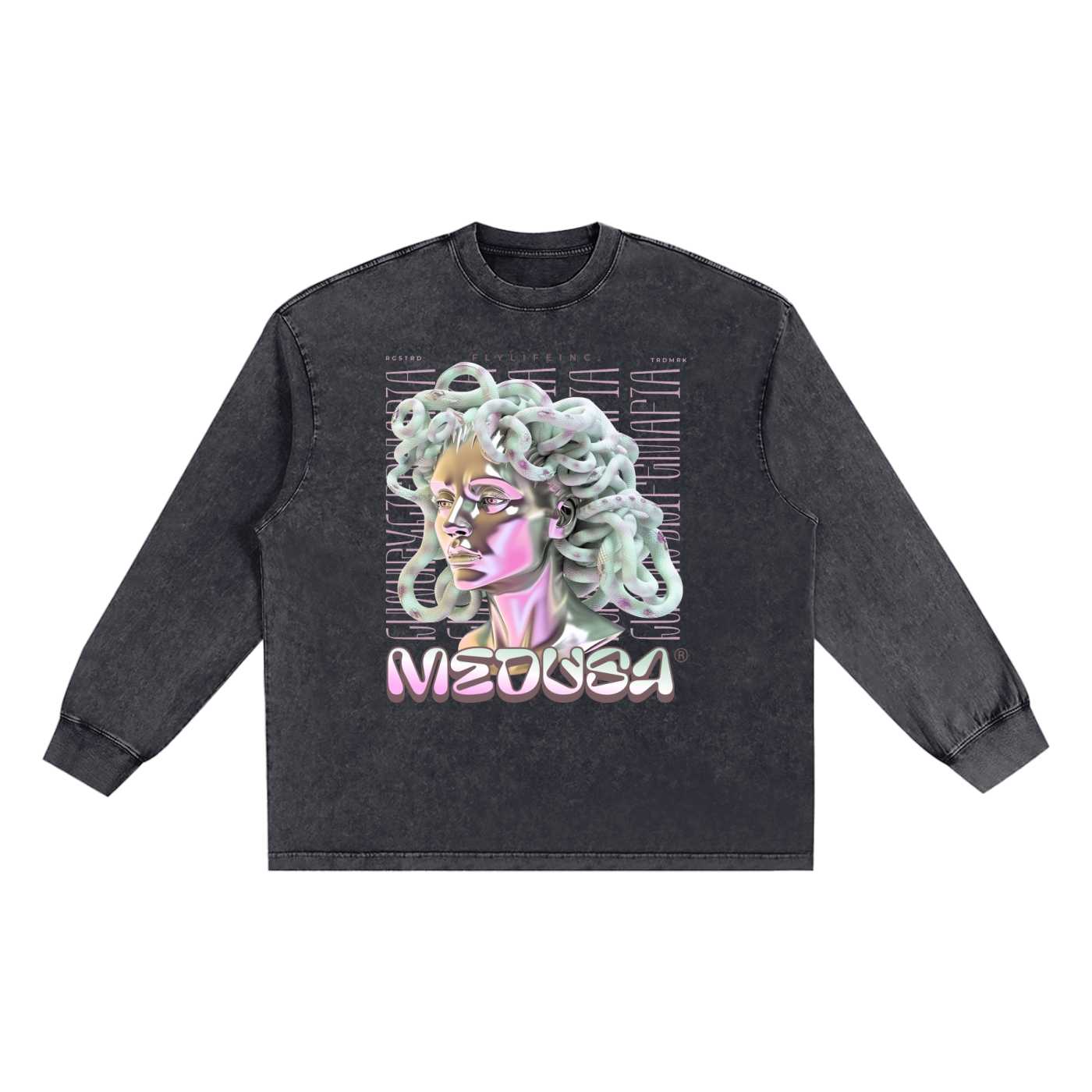 Luxury Life Mafia Washed Oversize Long Sleeve T-shirt