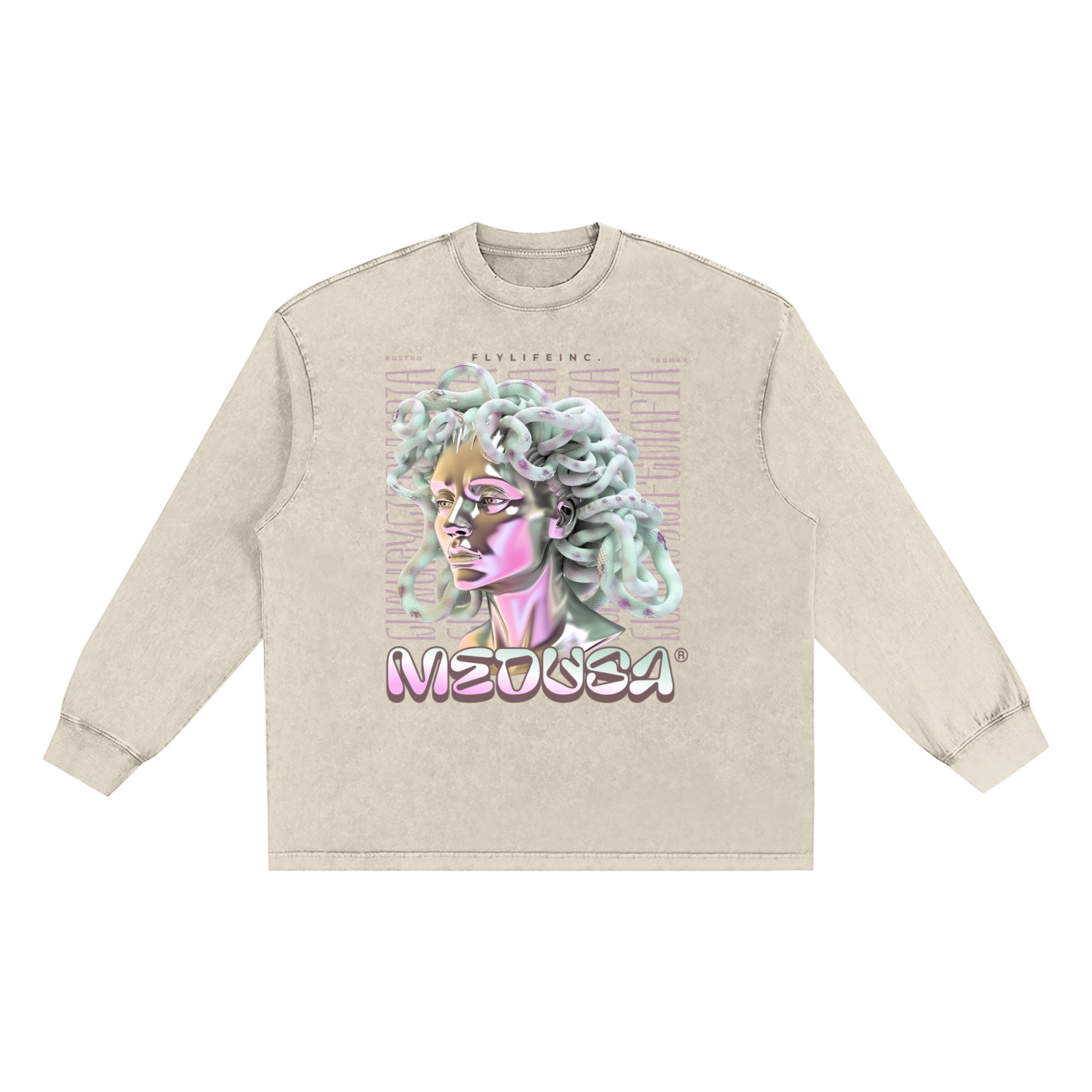 Luxury Life Mafia Washed Oversize Long Sleeve T-shirt