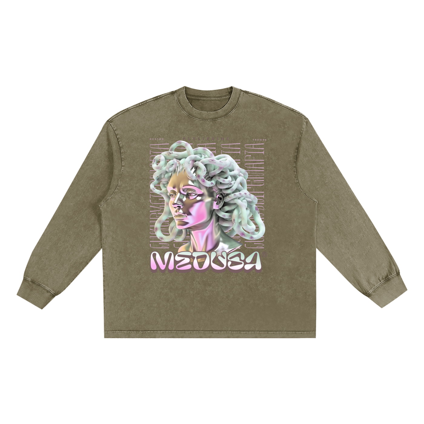 Luxury Life Mafia Washed Oversize Long Sleeve T-shirt